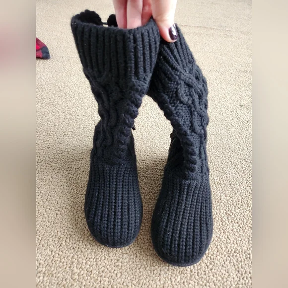 UGG Girl Black Knit Tall Boots